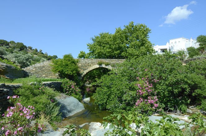 watervallen en bronnen op andros, griekenland