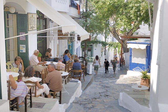 skyros-stad, griekenland